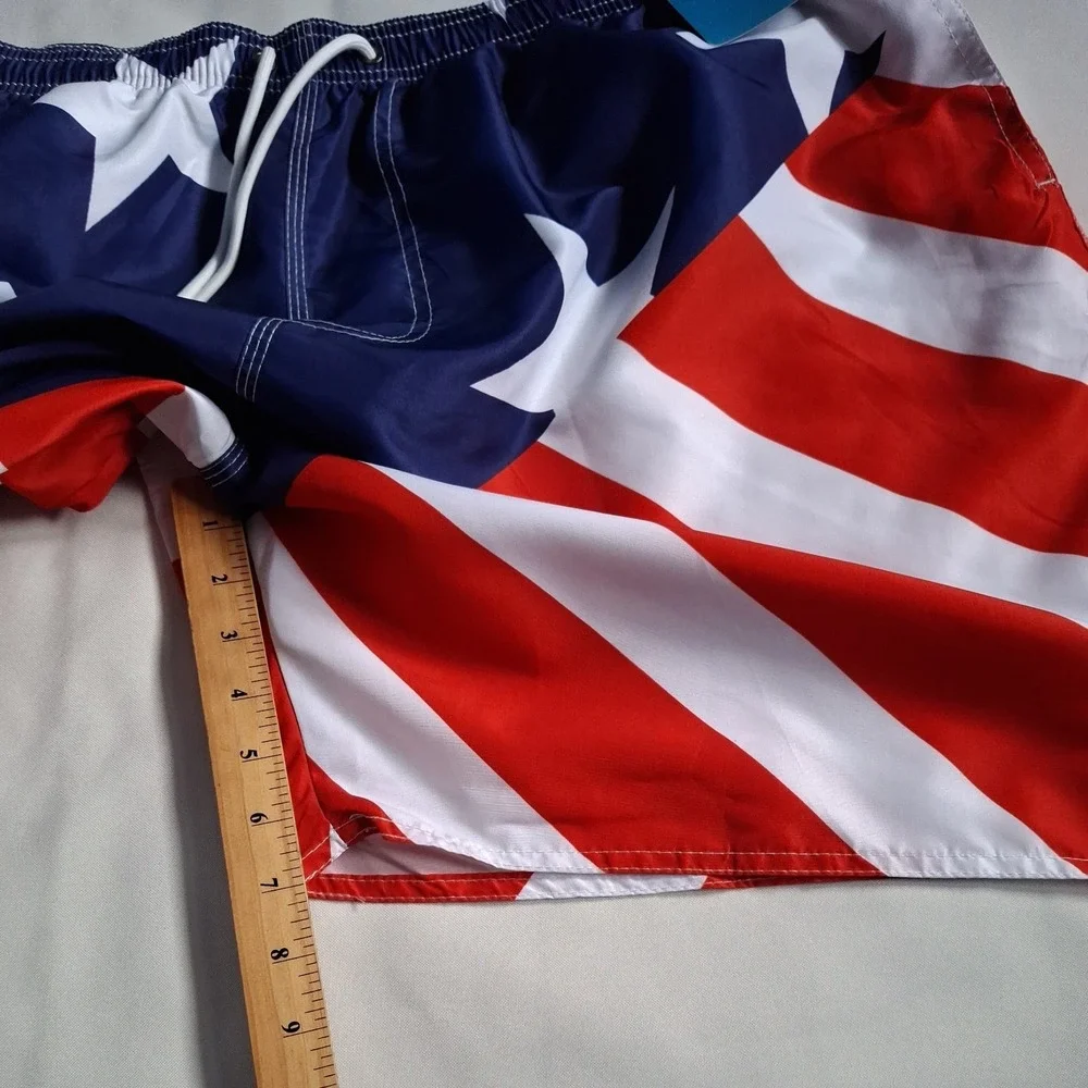 Scotamalone Men's Patriotic Stars & Stripes Flag Swim Trunks Multicolor XXXL